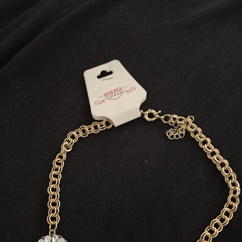Elegant Gold and Silver Statement Necklace - Picture 2 of 2